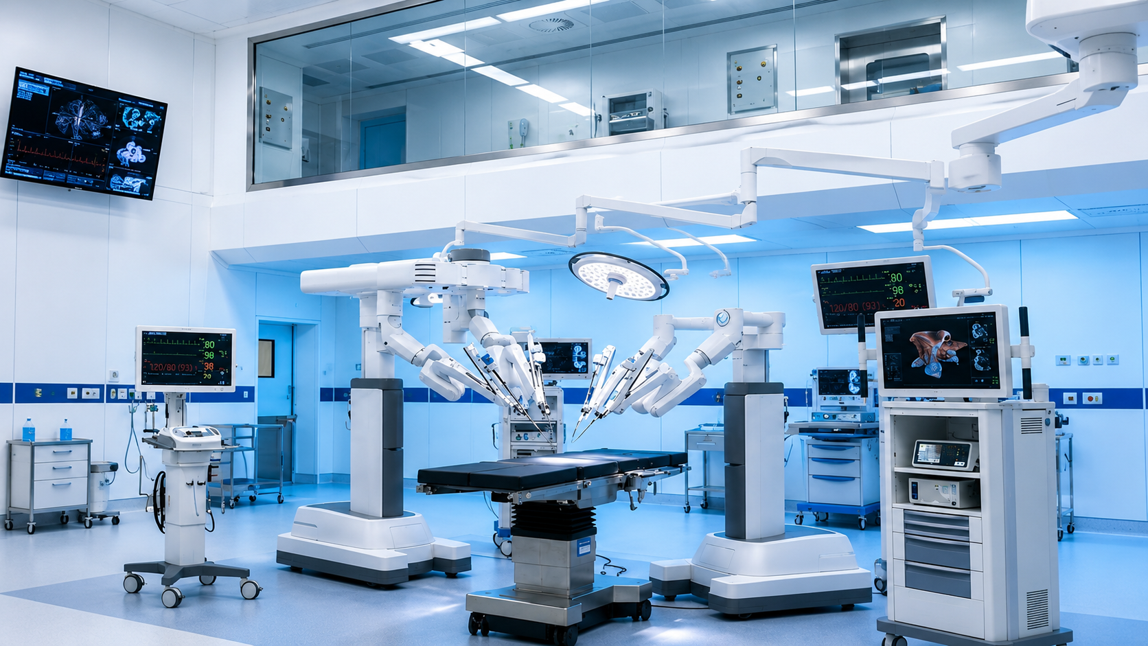 Modern medical treatment room with advanced surgical equipment